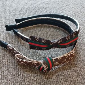 2 New Gucci Logo Headbands  Brown, Red,Green GG Design